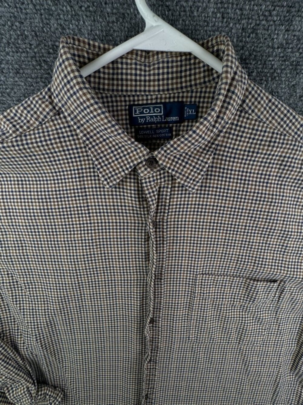 Ralph Lauren Lowell Sport Silk Cotton Men Long Sleeve Button Up Shirt Check XL